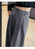 Autumn Vintage Striped Loose Women's Wide Leg Pant Button Spring High Waist Female Straight Office Full Length Trousers