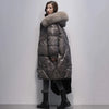 Oversized Womens Down Cotton Jacket Winter Warm Jackets Coat Long Hooded Fur Collar Parka Overcoat Female Cold Jackets Black