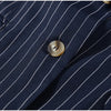 Pinstripe Women's Blazer Coats Back Cut Out Tie Long Sleeve Jackets for Woman Lapel Collar Navy Striped Suit Jacket Office Chic
