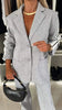 Pants Sets Two Piece Suit Striped Elegant Women Cardigan Blazer Coat Button Pockets Long Pants Suits Casual Suit Regular Outwear