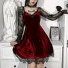 Women's Bandeau Long-sleeved Solid Color Dark Gothic Sexy Lace Stitched Dress
