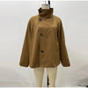 Women's Reversible Double Sided Wearable Short Jacket Stand Collar Asymmetrical Button Plaid Coat Stylish Versatile Outerwear