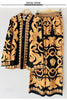 Retro Spring Casual Printed Women's Suit Lapel Long-Sleeved Shirt + Elastic Waist Wide-Leg Trousers Two-Piece Suit