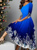 Christmas Dress Women Snowman Snowflake Print Elegant Party Dresses Woman Fall Flare Sleeve Pullover Party Dress
