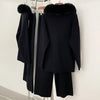 Reality Fur Jacket Pullover Set Woman Spring Knitted Suit Knitwear Female Real Fox Fur Collar Sweater Lady Autumn Knitted