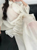 Loose Minimalist Elegant Dresses For Women High Neck Half Sleeves Patchwork Folds Elegant Dress Female Clothing