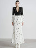 High Street Designer Jacket Women's Color Block Sequined Blazer Mermaid Long Skirt