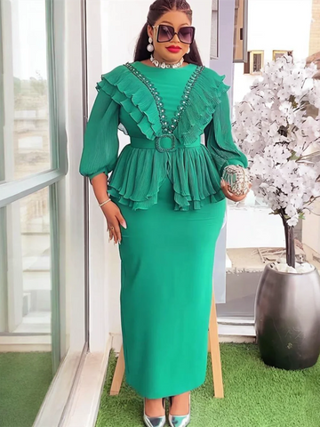 Elegant African Dresses For Women Autumn Outfits Wedding Party Long Dress Plus Size Evening Gown Ladies Clothing