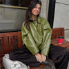 Chic Pu Leather Women's Jackets Skirts Suit Vintage Stand Collar Zipper Full Sleeve Outfits Female Autumn Lady Streetwears