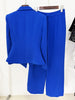 High Street Designer Blazer Suit Women's Rose Buttons Asymmetrical Blazer Straight Pants Set 2pcs