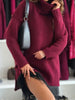Autumn Winter Turtleneck Patchwork Mini Dress, Holiday Long Sleeve Chic Sweater Dress, Solid Loose Ladies Dress