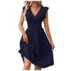 Women's Dress Lace Jacquard Hollow Out Slim V Neck Elastic Waist Midi Dress Vacation Mid Length Dresses for Daily Wear Korean