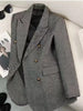 Retro Elegant Women's Long Sleeve Suit Jacket Casual Loose Fit Korean Autumn Casual Notched Collar Business Blazer Top