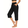Casual Loose Elastic Pocket Pure Color Women's Seven-Foot Pants Simple Design Comfortable Fit Long Trousers