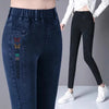 Oversize High Waist Stretch Jeans Black Autumn Women Slim Skinny Trousers Embroidery Female Winter Casual Denim Pants