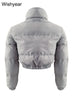 Winter Thick Warm Cotton Down Jacket Women Clothing Gray Zipper Short Puffer Parkas Coats Outwear Female Crop Tops Streetwear