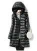 Outerwear Winter Women Korean Slim Remove Hooded Parka Down Jackets Long Light Thin Coat Puffer Jacket