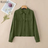 Women Autumn Corduroy Coats Lapel Neck Long Sleeve Jackets Woman Outwears Casual Buttons Up Coats Oversize