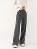 Women Wool Wide Leg Trousers Elastic Waist Side Slit Woman Wool Pants Autumn Winter 100% Merino Wool Knitted Soft Warm Trousers
