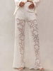 Women Lace Flare Pants See Through High Waist Bell Bottoms Long Trousers for Daily Party