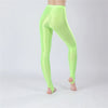 Sexy Women Thin Sheer See Through Pants Elastic Sexy Tight Silk Shiny Pencil Pant Oil Glossy Candy Color Yoga Leggings