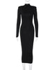 Women Spring Autumn Long Sleeve Streetwear Bodycon Black Midi Dress Items For Business