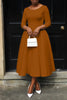 Women Twist Length Sleeve O-neck Big Swing Retro Dress Autumn Vintage Vestidos Even Party Cocktail Dresses