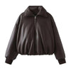 Women's Autumn Winter Clothes Solid Color Leather Thicken Warm Female Short Cotton Jacket 5C1437