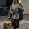 Winter Solid Women Thicken Coat Casual Long Sleeve Hooded Zippers Pleated Female Outwear Elegant Lady Oversize Jacket