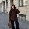 Brown Suede Belt Short Trench Coat Women High Funnel Collar Epaulet Raglan Sleeve Waist Tie Coats Vintage Autumn Commuter Jacket