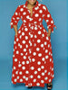 Autumn Dot Print Button Up Plus Size XL-5XL Women Blousers Maxi Dress Vestidos Streetwear Long Dresses Vestidos