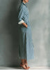 Autumn Striped Print Shirt Dress For Women Casual Turn Down Collar Color Blocking Pocket Long Dresses Graceful Robe