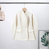 Women's Fleece Button Wasit Jacket Stand Collar Long Sleeve Pockets Oversized Coat Lady Spring Casual Outerwear