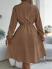 Autumn Winter Dresses for Women Casual Solid Color Button Tie Up Long Sleeved Shirt Dress Blue Green Black Red Woman Clothing