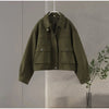 Vintage Turn-down Collar Suede Jackets Women Full Sleeve Breasted Pocket Coat Female Autumn Winter Chic Casual Wear