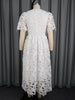 Elegant Lace Dress Irregualr Length Wedding Guest Bridal Shower for Bride Midi O Neck Hollow Out Women Classy Business Party