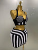 Women Celebrity Sexy Jacquard Black White Two Piece Bodycon Striped Bandage Skirt Set Designer Evening Party Dress
