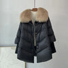 Female Loose Outerwear Down Jacket Overcoat Women Winter Coat 90% White Duck Down Jacket With Big Woolen Collar Coat