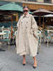 Women's Cape Trench Coat Vintage Double-breasted Long Sleeve Lapel Loose Fit Oversized Overcoat Street Autumn Irregular Jacket