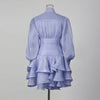 Solid Spliced Ruffles Dress Female Stand Collar Long Sleeve Loose French Elegant Women's Dresses Autumn