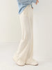 Women Wool Wide Leg Trousers Elastic Waist Side Slit Woman Wool Pants Autumn Winter 100% Merino Wool Knitted Soft Warm Trousers