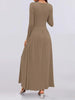 Autumn Women Long Sleeve Maxi Dress Comfortable Fit Ruched Detail Multi Color for Casual Everyday Wear