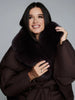 Dark Brown Hooded Hybrid Belted Jacket Oversize Long-Sleeve Spring Elegant Women Outerwear Office Casual Overcoat