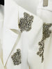 Designer Suit Women Beaded Diamonds Single Button Suit Blazer Wide-leg Pants Set 2PCS