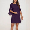 Woman Chiffon Bell Sleeve Shift Dress Woman Round Neck Soft Touch Lightweight Chic Design for Casual Elegance
