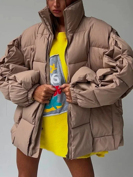Winter Jackets for Women Thick Warm Loose Quilted Jacket Female Interchange High Street Green Baggy Puffer Coat