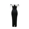 Women Bow Tassel Slash Neck Maxi Dress Fall Winter Sexy Birthday Evening Prom Party Street Long Dresses Vestidos