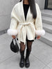 Fox Fur Wool Overcoat Women's Short Coat Office Lady Elegant Double-sided Woolen Coat Cardigan Jackets Loose Wool