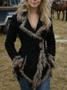 Women's Suede Fur Collar Coat Western Pocket Autumn And Winter Warm Coat Outdoor Windproof Slim Fit Windbreaker