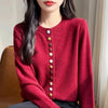 Autumn Winter Round Collar Loose Women's Knitting Cardigan Sweater Coat Sweater Temperament Korean Version Ladies Top